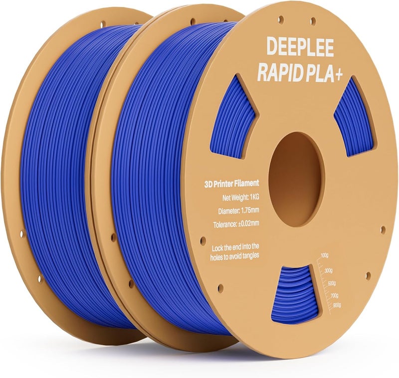 Deeplee Rapid PLA Plus Filament 1.75mm, High Speed 3D Printer Filament Up to 600mm/s, PLA+ Filament Dimensional Accuracy +/- 0.02 mm Fits Most FDM 3D Printer, Cardboard Spool 2 Pack 1kg Blue - Image 1